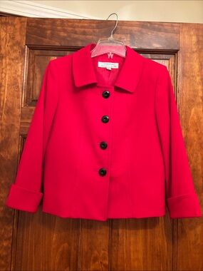 Tahari Red Button-Front Blazer